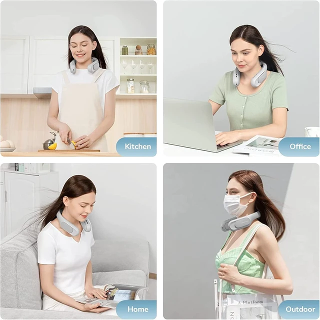 Alt view image 7 of 7 - Portable Ultimate Bladeless Neck Fan,Rechargeable Personal Fan for Neck with Multi Motors, USB Wearable Fan for Outdoor, Home, Office, with Metal Neck Brace,Brown (Brown)