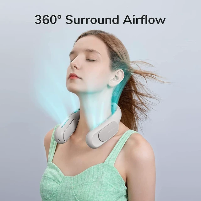 Alt view image 6 of 7 - Portable Ultimate Bladeless Neck Fan,Rechargeable Personal Fan for Neck with Multi Motors, USB Wearable Fan for Outdoor, Home, Office, with Metal Neck Brace,Brown (Brown)