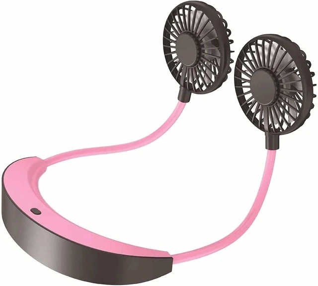 Main image of Hanging Neck Fan, Hands-Free Fan Necklace USB Charged Mini Fan Portable USB Personal Fan with USB Cable 4 Speeds and 360 Degree Rotation for Outdoor Sport Low Noise Design (Color : Pink)