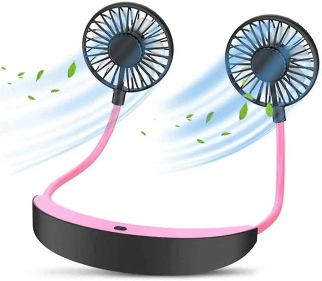 Alt view image 2 of 5 - Hanging Neck Fan, Hands-Free Fan Necklace USB Charged Mini Fan Portable USB Personal Fan with USB Cable 4 Speeds and 360 Degree Rotation for Outdoor Sport Low Noise Design (Color : Pink)