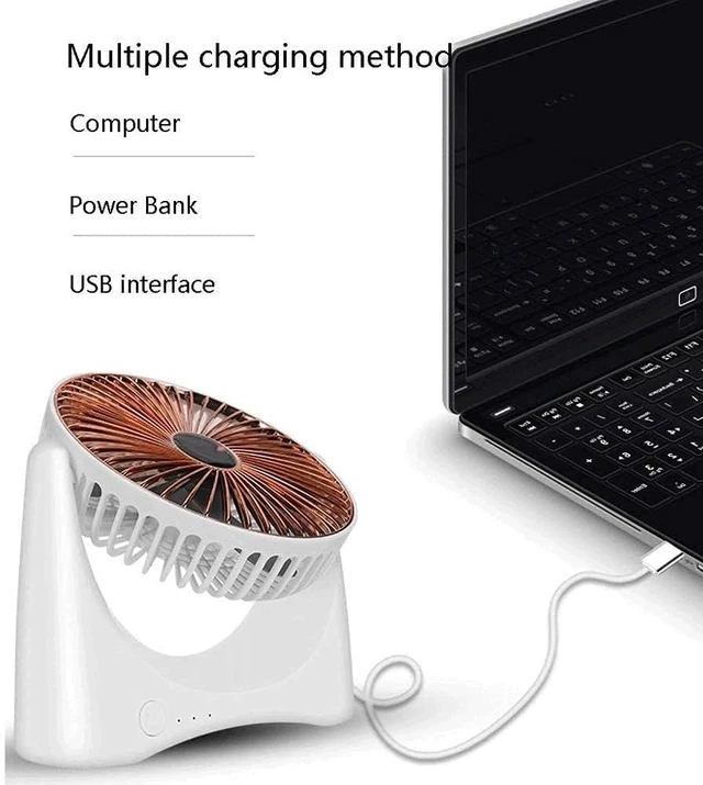 Alt view image 3 of 7 - Mini Desk Fan Battery Operated, Ultra Quiet 3-Speed Portable Baby Stroller Fan, USB Rechargeable Fan for Home Office Buggy Outdoor Camping Easy to Carry (Color : A)