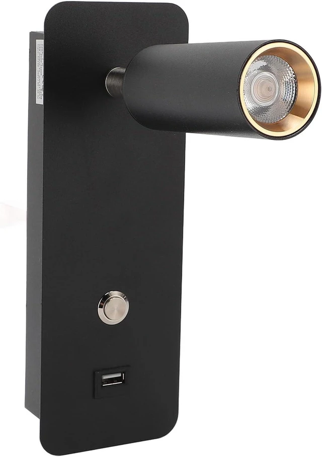 Alt view image 3 of 7 - RiToEasysports LED Wall Mounted Reading Light Minimalistic Design with USB Charger for Bedroom Living Room and Study 4000K