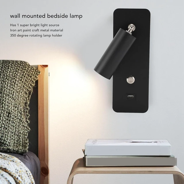 Alt view image 3 of 7 - LED Wall Light Minimalist Design with USB Port Multifunctional for Reading At The Bed Bedroom Living Room 4000K