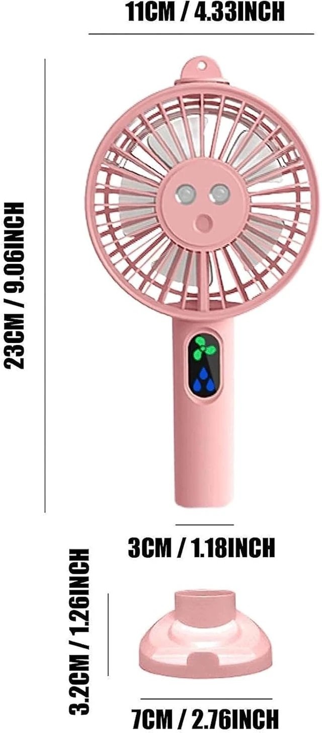 Alt view image 2 of 7 - ZUMAHA Portable Fan 3 Wind Speed Mini Fan, Spray Cooling Fan, USB Rechargeable Handheld Fan for Office/Home/Outdoor, Mobile Phone Holder Cooling Artifact