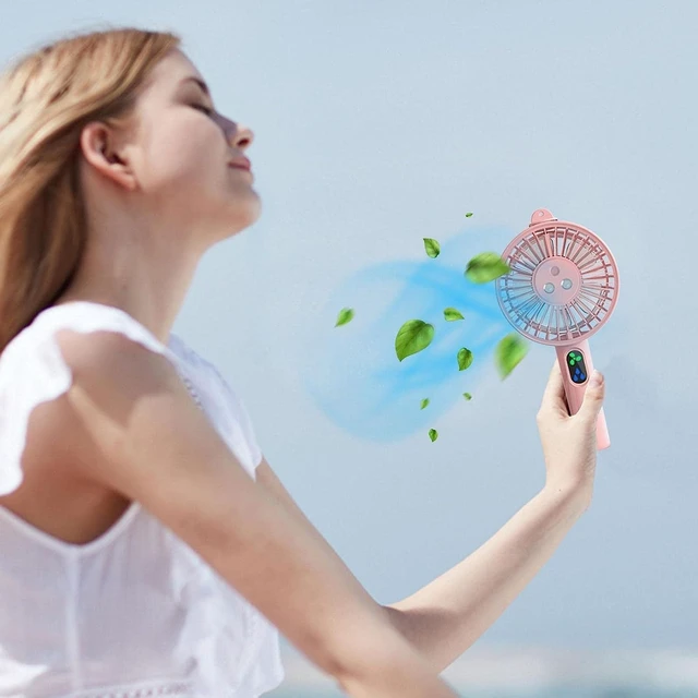 Alt view image 4 of 7 - ZUMAHA Portable Fan 3 Wind Speed Mini Fan, Spray Cooling Fan, USB Rechargeable Handheld Fan for Office/Home/Outdoor, Mobile Phone Holder Cooling Artifact