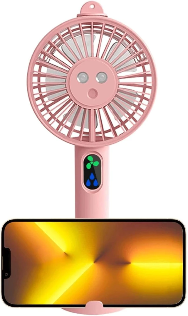 Alt view image 6 of 7 - ZUMAHA Portable Fan 3 Wind Speed Mini Fan, Spray Cooling Fan, USB Rechargeable Handheld Fan for Office/Home/Outdoor, Mobile Phone Holder Cooling Artifact