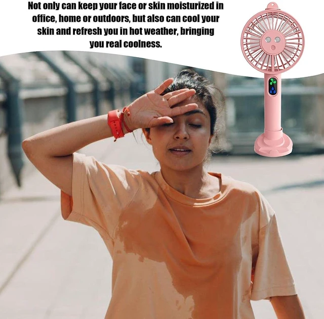 Alt view image 5 of 7 - ZUMAHA Portable Fan 3 Wind Speed Mini Fan, Spray Cooling Fan, USB Rechargeable Handheld Fan for Office/Home/Outdoor, Mobile Phone Holder Cooling Artifact