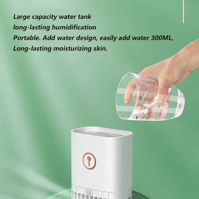 Alt view image 2 of 6 - Grafken Desktop Tower Fan, Small Fan Humidification Spray Desktop Small Air Cooler Mini Cooling USB Home Tower Fan Portable Water Cooling Fan (Color : White)