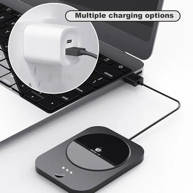 Alt view image 5 of 7 - Coffee Mug Warmer, USB Coffee Mug Warmer with Auto Shut Off & 3-Temp Settings Mug Warmer for Desk, Coffee Cup Warmer for Coffee, Beverage, Candle, Milk, Tea (White)