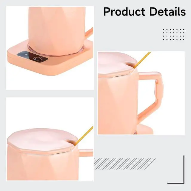 Alt view image 2 of 5 - 55°C Ceramic Mug Warmer with Heating Pad, Us Plug, Color, Key Button for Easy Control