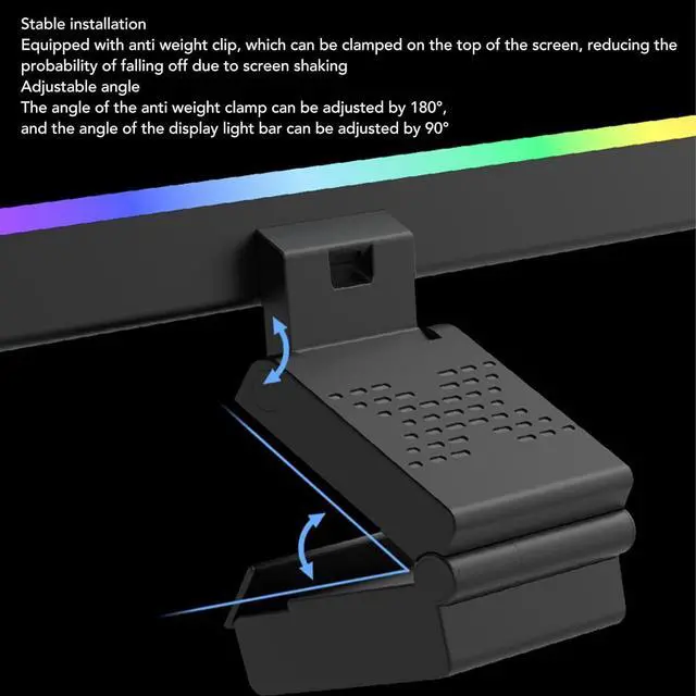 Alt view image 7 of 7 - Computer Light Bar: Monitor Lamp Bar with RGB Backlit Music Sync, 5 Color Temperature Stepless Dimmable Touch Control LED PC Screen Lamp for Desk, Office, Home and Gaming