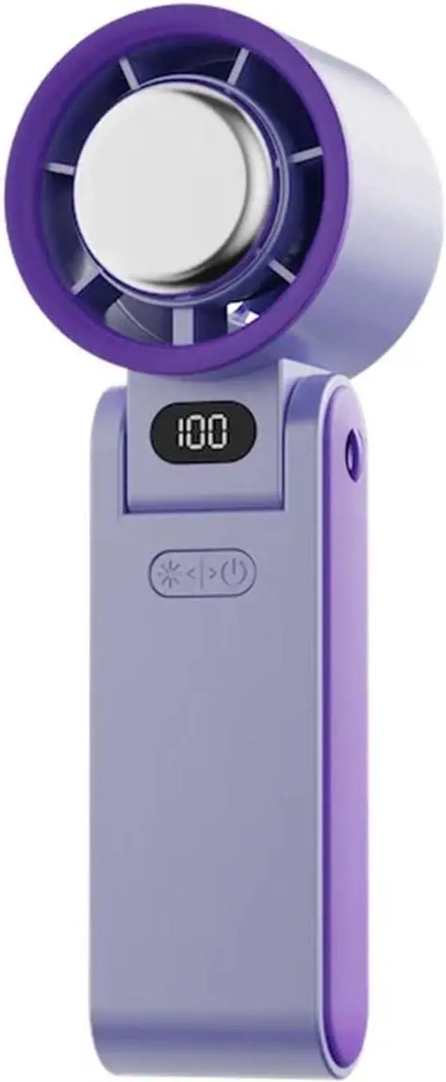 Main image of Portable Handheld Fan 100 Wind Speeds Turbo Fan 3600mAh Rechargeable Air Cooling Fan Foldable High Speed Cold Compress Fan(Purple)