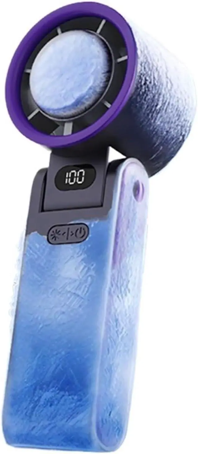Alt view image 5 of 5 - Portable Handheld Fan 100 Wind Speeds Turbo Fan 3600mAh Rechargeable Air Cooling Fan Foldable High Speed Cold Compress Fan(Pink)