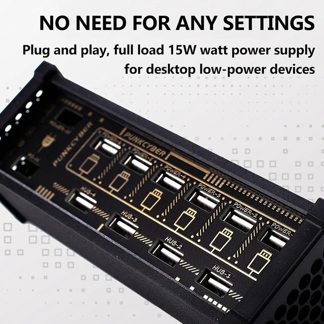 Alt view image 2 of 7 - 6 Ports USB C Switcher, 6 Port USB Docking Station, 9 USB Convenient Input Ports, with Button Switch, Voice Control Function, Data Transmission, for Phones, Tablets, and Gadgets