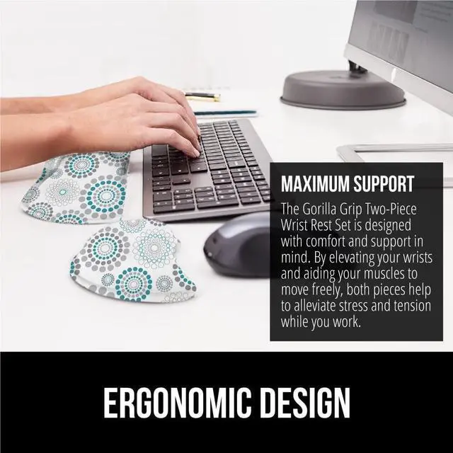 Alt view image 4 of 7 - Gorilla Grip Silky Gel Memory Foam Wrist Rest for Computer Keyboard and Laptop Lap Desk with Phone Holder, Wrist Rest 2 Piece, Lap Desk Size 16.5"x11.8", Both Color Spiral, 2 Item Bundle