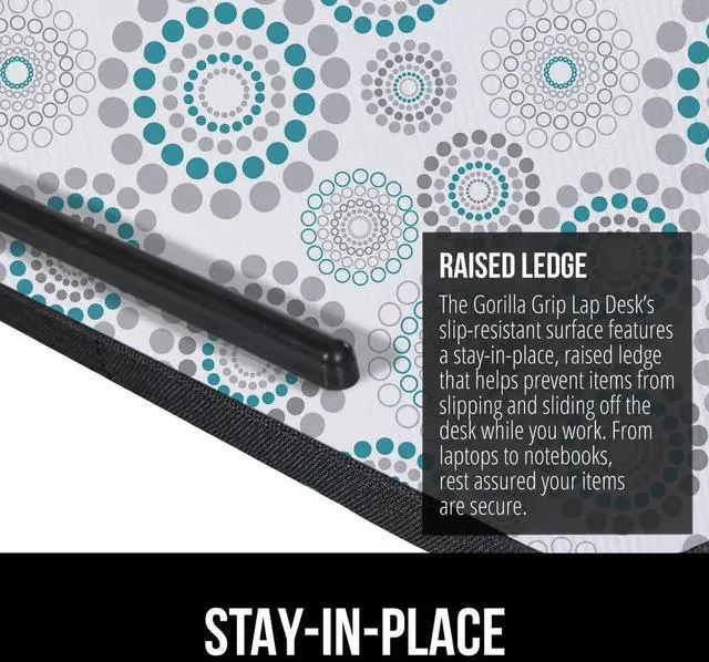 Alt view image 7 of 7 - Gorilla Grip Silky Gel Memory Foam Wrist Rest for Computer Keyboard and Laptop Lap Desk with Phone Holder, Wrist Rest 2 Piece, Lap Desk Size 16.5"x11.8", Both Color Spiral, 2 Item Bundle