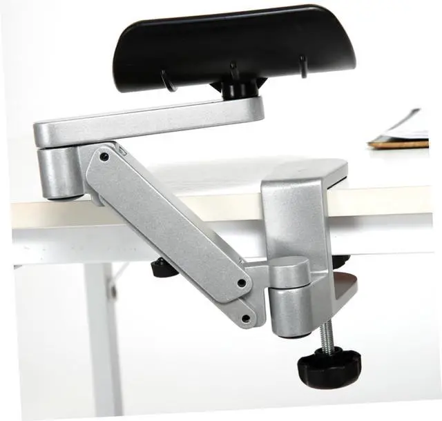 Alt view image 5 of 7 - VILLCASE Ergonomic Adjustable Computer Bracket with Wrist Support Aluminum Arm Rest for Desk Alleviates Shoulder Pain for Home Office and Gaming Use Silver