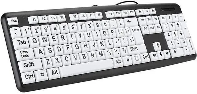 Main image of Elderly Keyboard, 104 Keys Layout Keyboard Large Font Print USB Wired Keyboard Standard Full Size Computer Keyboard for Old People