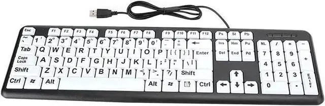 Alt view image 2 of 7 - Elderly Keyboard, 104 Keys Layout Keyboard Large Font Print USB Wired Keyboard Standard Full Size Computer Keyboard for Old People