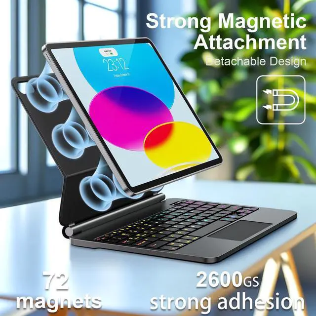 Alt view image 3 of 7 - for iPad 11th (A16) & 10th Generation Case with Keyboard  Magic-Style Magnetic  Floating Cantilever Stand - Multi-Touch Trackpad Keyboard Case for iPad 11 inch 2025&10th Gen 10.9 inch (Black)