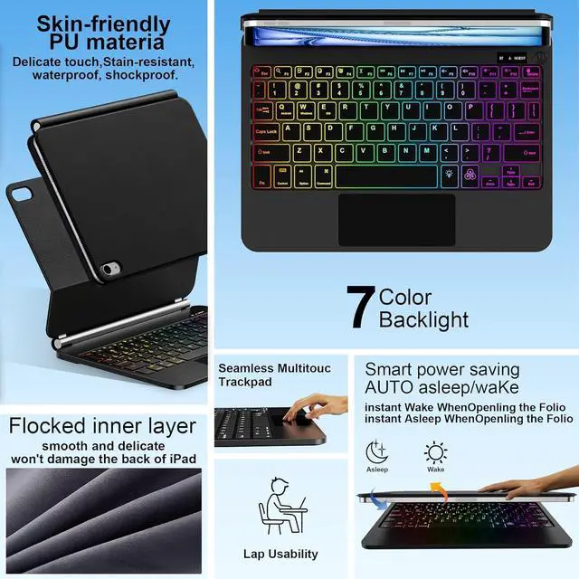 Alt view image 5 of 7 - for iPad 11th (A16) & 10th Generation Case with Keyboard  Magic-Style Magnetic  Floating Cantilever Stand - Multi-Touch Trackpad Keyboard Case for iPad 11 inch 2025&10th Gen 10.9 inch (Black)