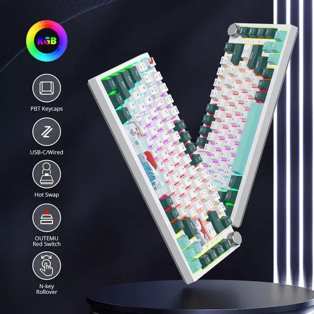 Alt view image 7 of 7 - Fogruaden Wired 75% Percent Hot Swappable Mechanical Keyboard, Red Switch, TKL Mechanical Keyboard, Gasket Mount, RGB Backlit Compact Gaming Keyboard with Volume Knob(Forest)