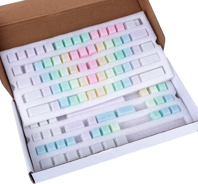 Alt view image 2 of 7 - POM Jelly Keycaps Doubleshot Translucent OEM Profile for 61/87/104/108 Keys PC Gaming Mechanical Keyboards (Rainbow)