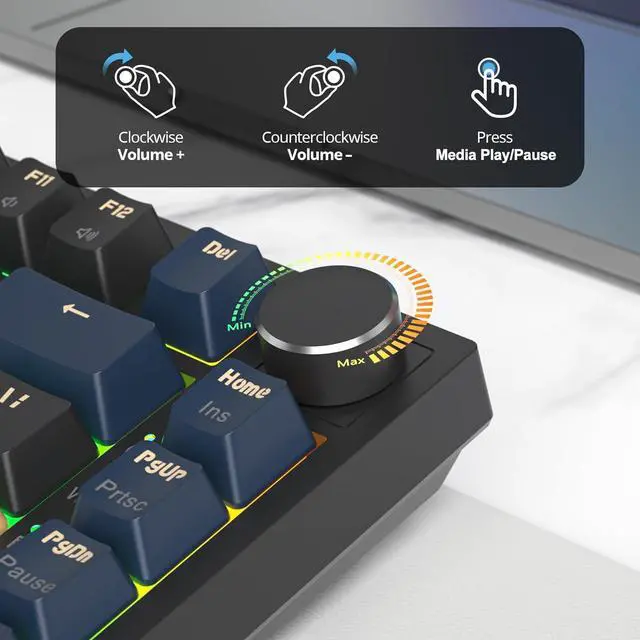 Alt view image 7 of 7 - 400PRO 75% Wireless Black Blue Gaming Keyboard, Gasket Hot Swappable RGB Mechanical Keyboard, Bluetooth/2.4GHz/USB-C Thocky Keyboard with Pre-lubed Cream Grey Switches (82 Black Blue-B)