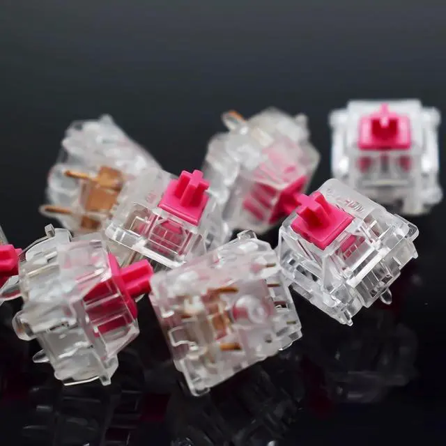 Alt view image 6 of 7 - Gateron Aliaz Silent Pink Keyboard Switches, 5-Pin Tactile 60gf Switches,Black-Plated Spring Key Switches,Suitable for Mechanical Keyboards (90PCS)