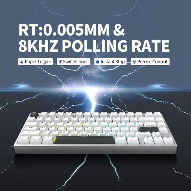 Alt view image 6 of 7 - MG75PRO 81 Keys Wired Magnetic Switch Mechanical Keyboard, Hall Effect, 8KHZ/ARGB/CNC Aluminum, Gasket Structure Gaming Keyboard(Silver