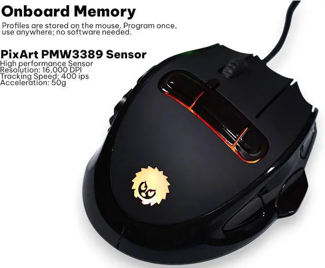 Alt view image 6 of 7 - MMO Mouse - 23 Programmable Buttons, 16 000 DPI Optical Sensor, Switch to Joystick Mode with Spring-Loaded Base - PC, Mac, and Linux