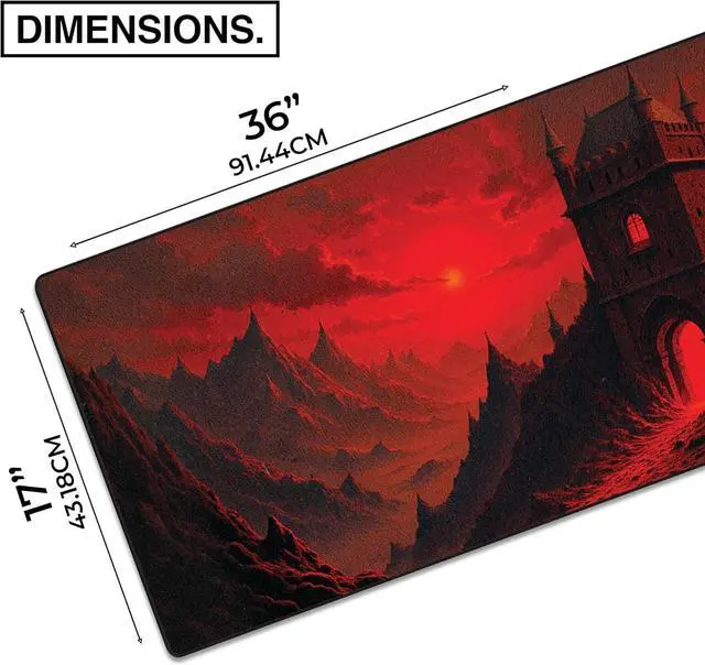 Alt view image 2 of 7 - MPCO. Dark Fantasy Large Gaming Desk Pad - 36" x 17" Aeroglyde Fabric The Scarlet Passage Desk Mats - Non-slip, Washable, Smooth Glide for Precision Gaming & Work