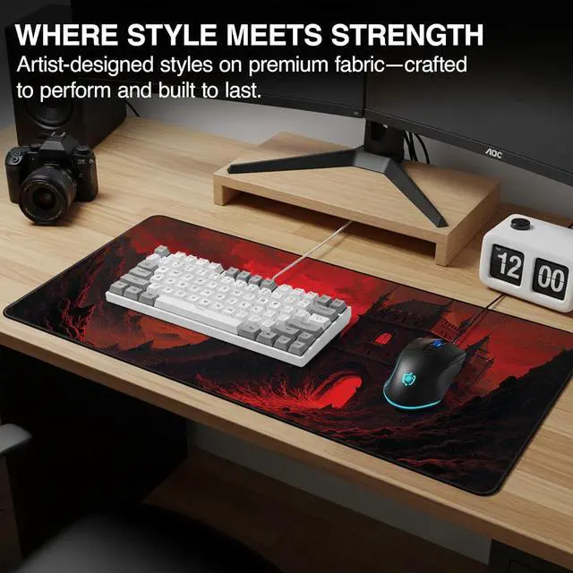 Alt view image 7 of 7 - MPCO. Dark Fantasy Large Gaming Desk Pad - 36" x 17" Aeroglyde Fabric The Scarlet Passage Desk Mats - Non-slip, Washable, Smooth Glide for Precision Gaming & Work