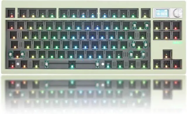 Main image of GMK87 TKL Mechanical Keyboard Kit Tri-Mode for 3/5pin Switches,85 Keys+Rotary Knob+TFT-LCD Screen Hotswap PCB Gasket Mounted,VIA Programmable DIY Keyboard Kit (Green)