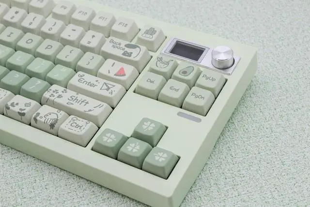 Alt view image 6 of 7 - GMK87 TKL Mechanical Keyboard Kit Tri-Mode for 3/5pin Switches,85 Keys+Rotary Knob+TFT-LCD Screen Hotswap PCB Gasket Mounted,VIA Programmable DIY Keyboard Kit (Green)