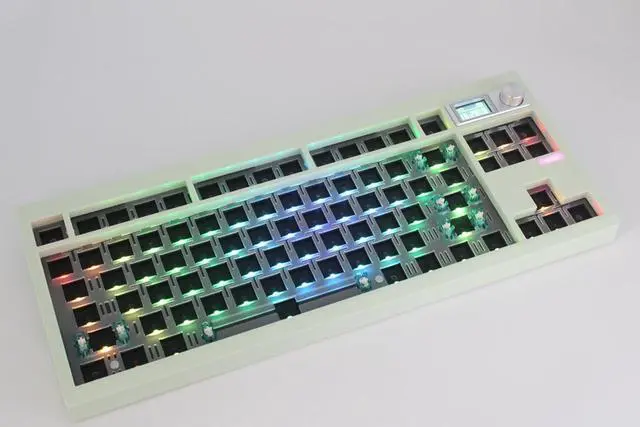 Alt view image 7 of 7 - GMK87 TKL Mechanical Keyboard Kit Tri-Mode for 3/5pin Switches,85 Keys+Rotary Knob+TFT-LCD Screen Hotswap PCB Gasket Mounted,VIA Programmable DIY Keyboard Kit (Green)