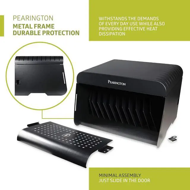 Alt view image 6 of 7 - Pearington 12 Device Portable Charging Station for Tablets, iPads, Chromebooks, and Laptop Computers with Lock, Surge Protection, for Classroom or Office