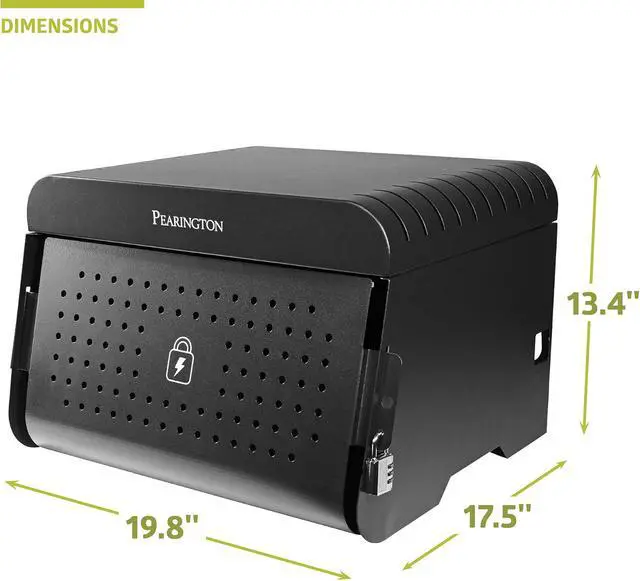 Alt view image 7 of 7 - Pearington 12 Device Portable Charging Station for Tablets, iPads, Chromebooks, and Laptop Computers with Lock, Surge Protection, for Classroom or Office