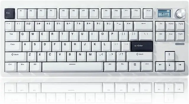 Main image of GMK87 TKL Mechanical Keyboard,Tri-Mode Linear Switches PBT Keycaps 85 Keys+Rotary Knob+TFT-LCD Screen Hotswap Gasket Mounted,VIA Programmable RGB Gaming Keyboard (White, Brown Switch)