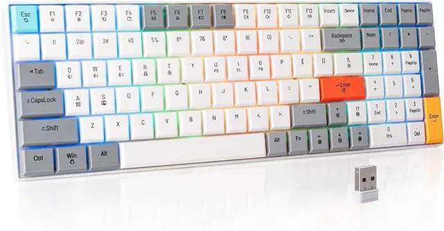 Main image of K99 Mechanical Keyboard, Low Profile Wireless Keyboard, Supports Bluetooth 5.0, 2.4G and USB Wired Connection, Compatible with Windows and Mac OS Systems, Red Switch - White