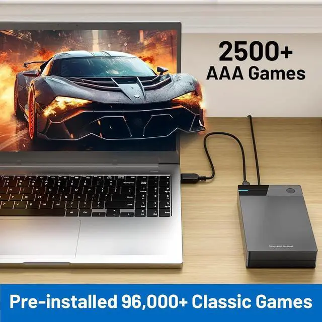 Alt view image 2 of 6 - 12TB Retro Gaming Hard Drive with 96000+ Classic Games, Compatible with 400+ Emulators, 6000+3D Games, Portable Game Hard Drive Compatible with Win 7/8/10/11