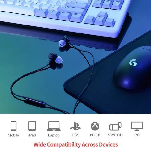 Alt view image 4 of 7 - AZLA AIM8 Wired Earphone with Microphone, Gaming Earbuds with FPS Audio Profiles, Clear Mic for PC, PS5, Xbox, and More  Plug & Play Compatibility, IEM for Gaming