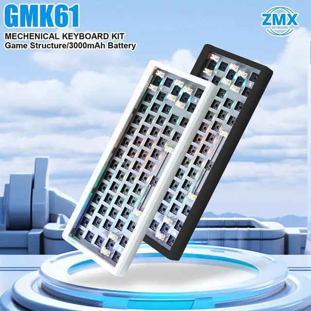 Alt view image 7 of 7 - GMK61 Barebones Keyboard Kit,60% Hot Swap Programmable Gasket Mount RGB Backlit BT5.0/2.4G/Wired Type-C Wireless Mechanical Keyboard 61 Keys NKRO Custom Gaming DIY Kit (Black)