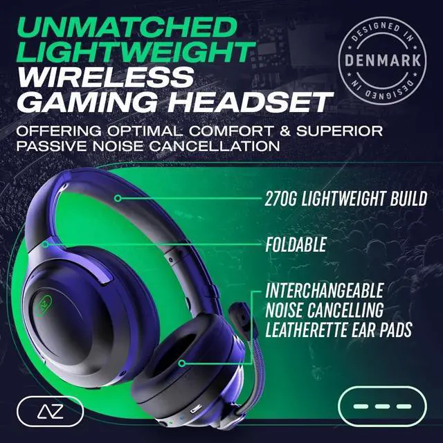 Alt view image 6 of 7 - ACEZONE A-Spire Wireless Gaming Headset, Tournament-Grade Hybrid ANC, Ultra-Low Latency, Flip-to-Mute Mic, App EQ, 35+ Hr Battery, 270g, 2.4GH, BT, USB-C, 3.5mm, for PC, MacOS PS4/PS5, Switch, Mobile