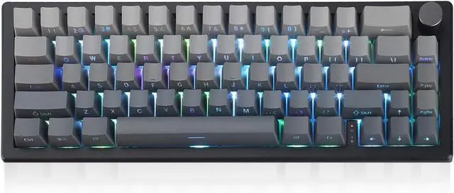Main image of FKZ GMK67 Mechanical Keyboard,65% Mini Hot Swappable Custom Keyboard Gasket Tri-Mode Wireless BT5.0/2.4G/USB-C Wired RGB Gaming Keyboard with Knob Linear Switch&PBT Keycaps (Black-Gray)
