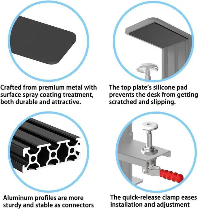 Alt view image 7 of 7 - Desk Mount Compatible with Thrustmaster T - Flight Hotas One, T - Flight Hotas 4, T - Flight Hotas X, T.Flight Stick X, Sol-R2 HOSAS, Farmstick, TCA Quadrant Boeing Edition and so on (2 Pack)