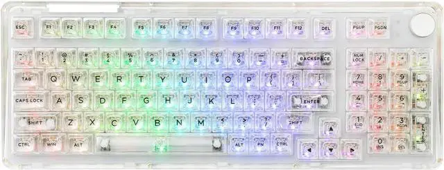 Main image of KiiBoom Phantom 98 Hot Swappable Crystal Gasket-Mounted Mechanical Keyboard, Triple Mode NKRO Gaming Keyboard with South-Facing RGB, Clear Keycaps, 8000mAh Battery for Win/Mac (Clear)