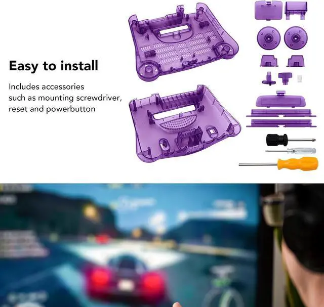 Alt view image 2 of 7 - Carrying Storage Case for N64, Protective Shell for N64 Game Console, ABS Sturdy Professional Replacement Shell, Retro Video Game Console Case (Transparent)