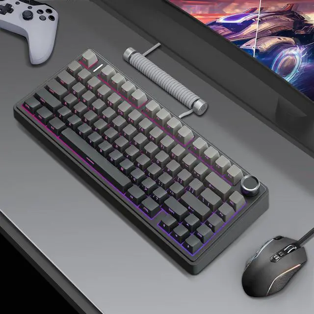 Alt view image 7 of 7 - MOLGRIA x Aula F75 Gaming Keyboard, Triple Mode Connected 75% Mechanical Keyboard with South-Facing RGB Backlit Shine-Through Hot Swappable Keycaps and Knob(Black Gradient)