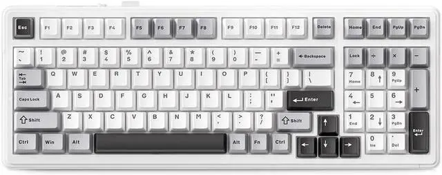 Main image of Aula F99 Cherry Profile Mechanical Keyboard, Triple Mode Connected RGB Backlit Gaming Keyboard with Numpad for Gaming and Office(White with Grey and Black)